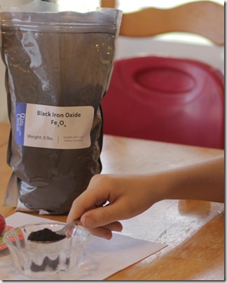This is what a 5 pound bag of powdered magnetite looks like.